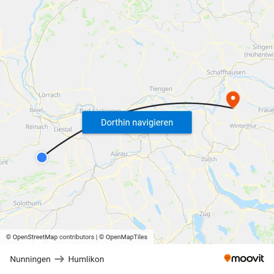 Nunningen to Humlikon map