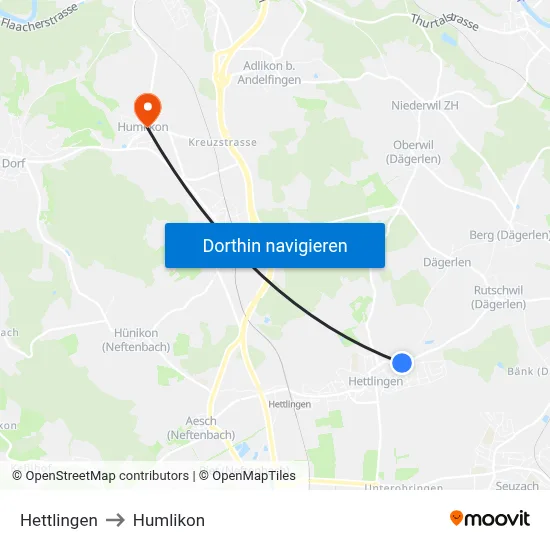 Hettlingen to Humlikon map