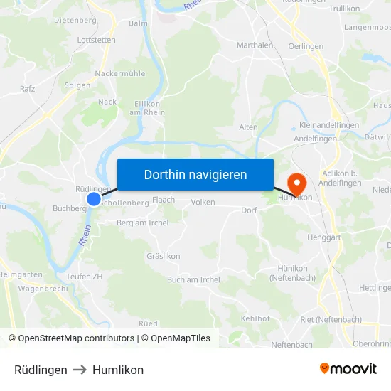 Rüdlingen to Humlikon map