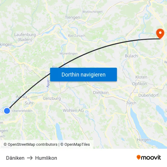 Däniken to Humlikon map