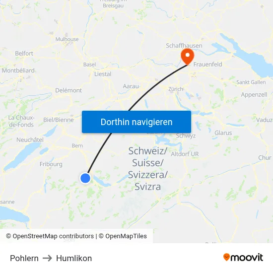 Pohlern to Humlikon map