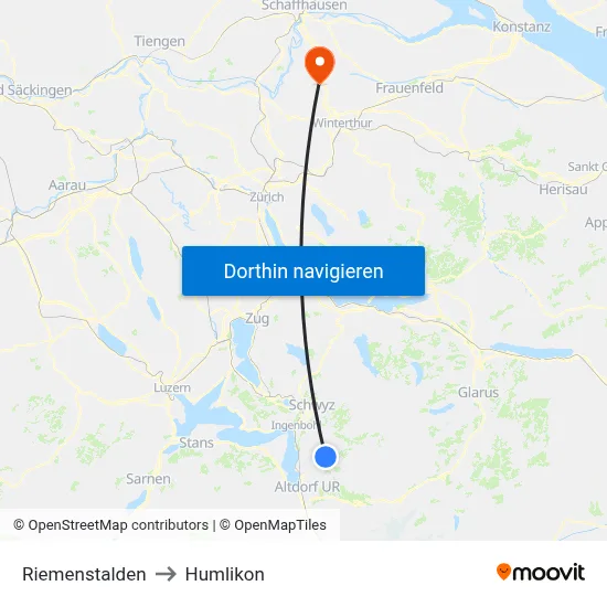 Riemenstalden to Humlikon map