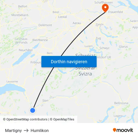 Martigny to Humlikon map