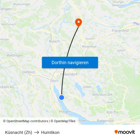 Küsnacht (Zh) to Humlikon map
