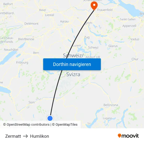Zermatt to Humlikon map