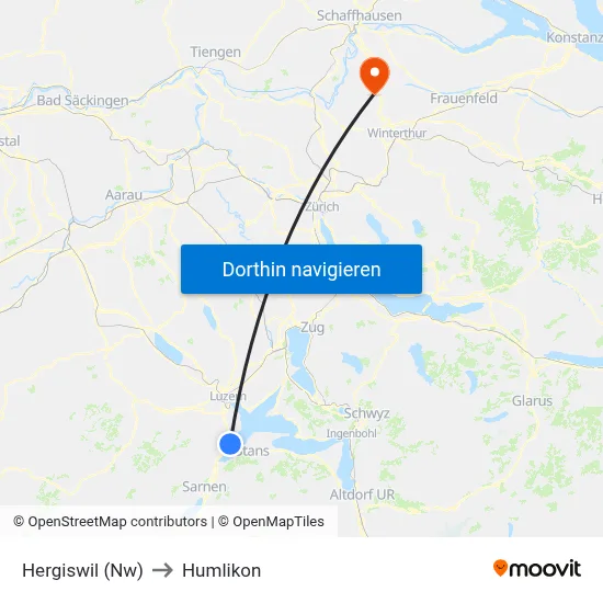 Hergiswil (Nw) to Humlikon map