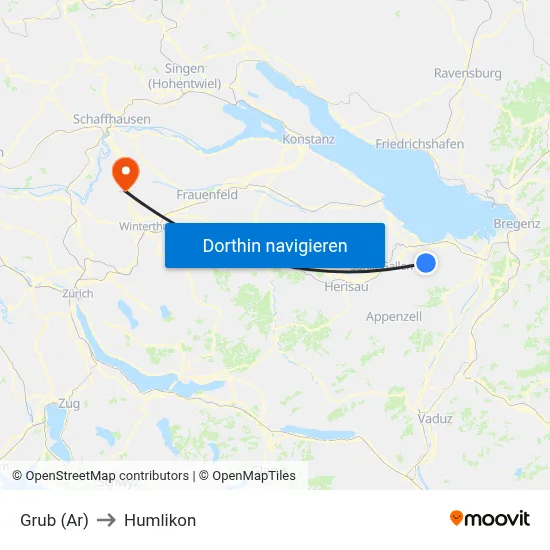 Grub (Ar) to Humlikon map