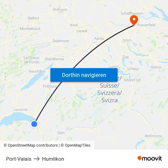 Port-Valais to Humlikon map