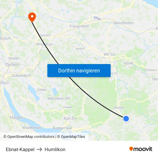 Ebnat-Kappel to Humlikon map