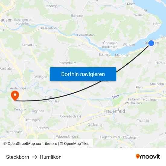 Steckborn to Humlikon map
