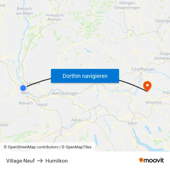 Village-Neuf to Humlikon map