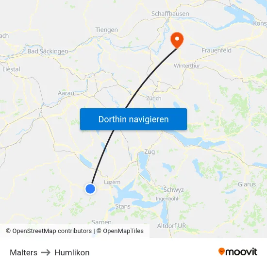 Malters to Humlikon map