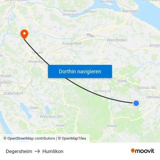 Degersheim to Humlikon map