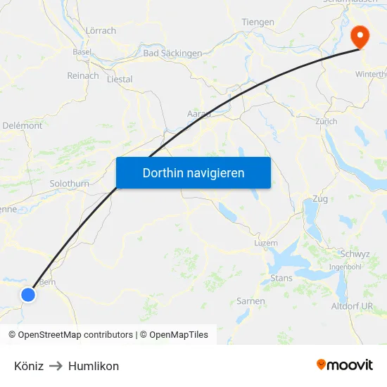 Köniz to Humlikon map