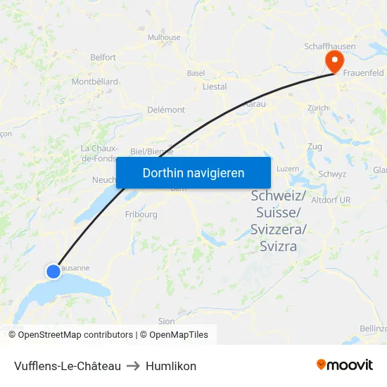 Vufflens-Le-Château to Humlikon map