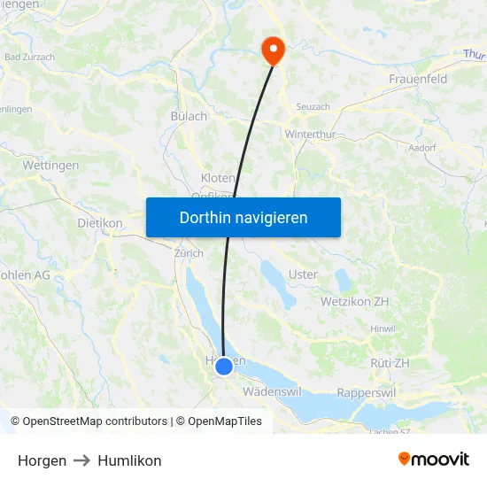Horgen to Humlikon map