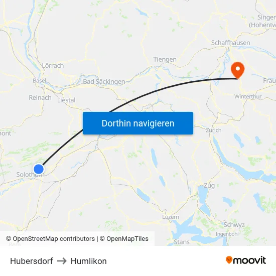 Hubersdorf to Humlikon map