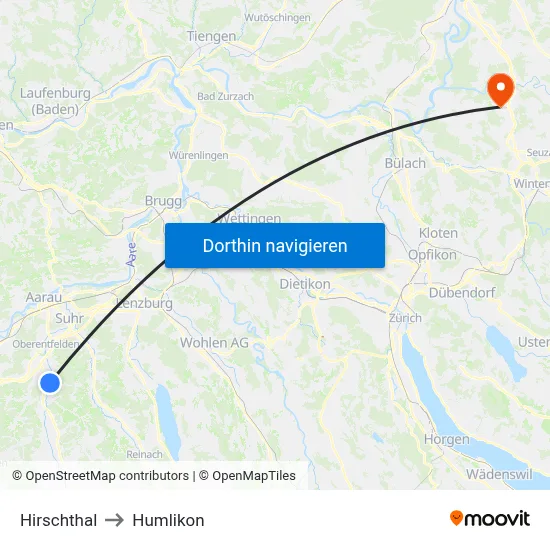 Hirschthal to Humlikon map