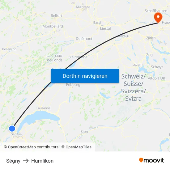 Ségny to Humlikon map