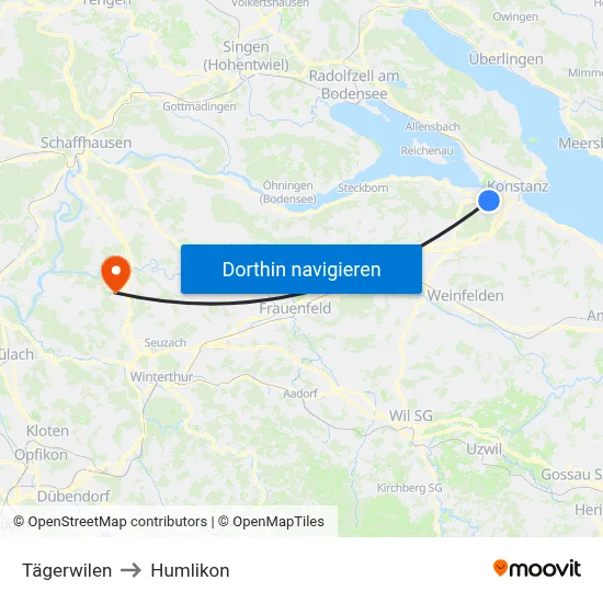 Tägerwilen to Humlikon map