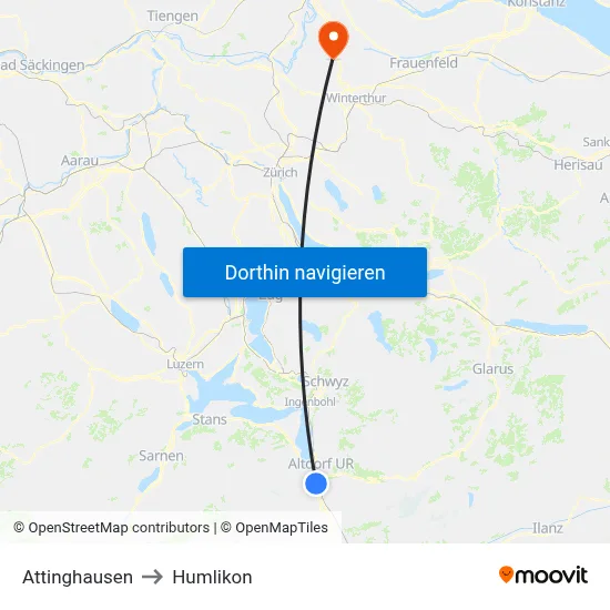 Attinghausen to Humlikon map