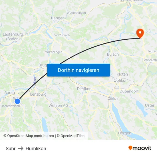 Suhr to Humlikon map