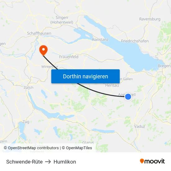 Schwende-Rüte to Humlikon map