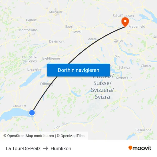 La Tour-De-Peilz to Humlikon map