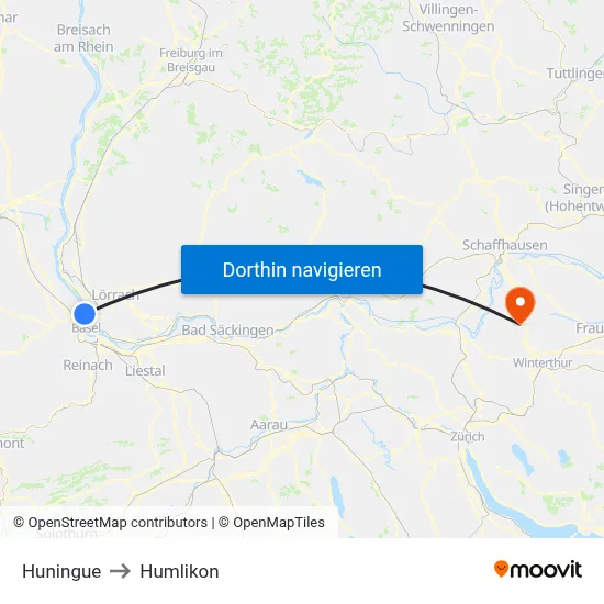 Huningue to Humlikon map