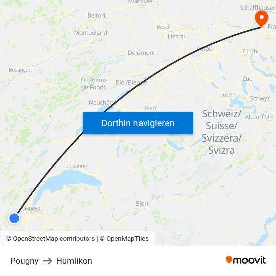 Pougny to Humlikon map