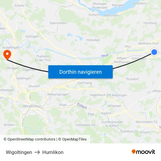 Wigoltingen to Humlikon map