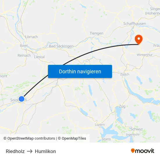 Riedholz to Humlikon map