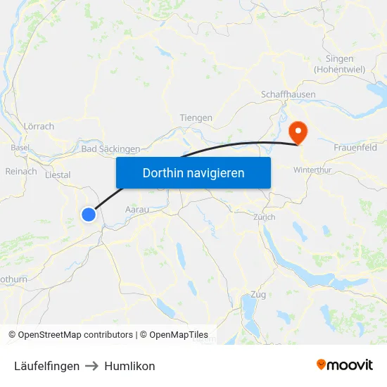 Läufelfingen to Humlikon map