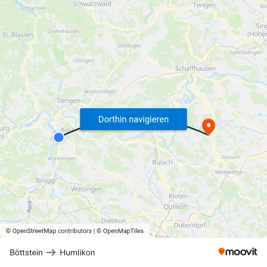 Böttstein to Humlikon map
