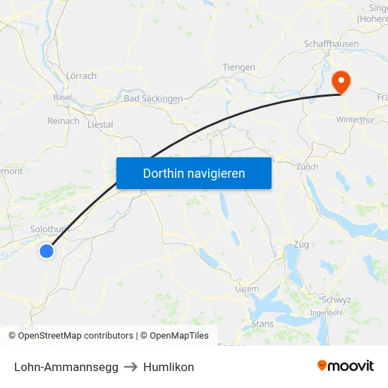 Lohn-Ammannsegg to Humlikon map