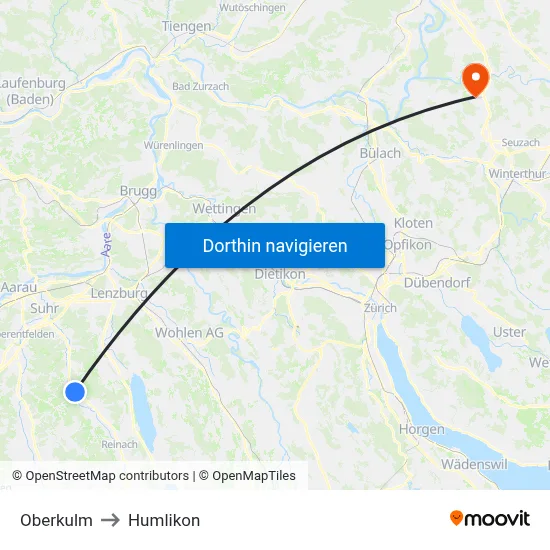 Oberkulm to Humlikon map