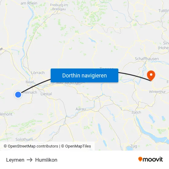 Leymen to Humlikon map