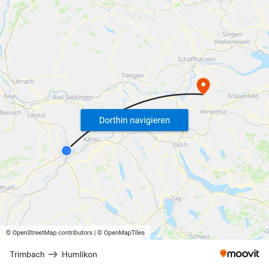 Trimbach to Humlikon map