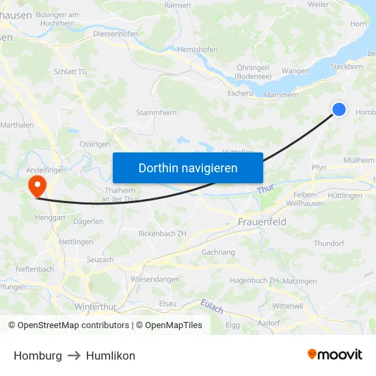 Homburg to Humlikon map