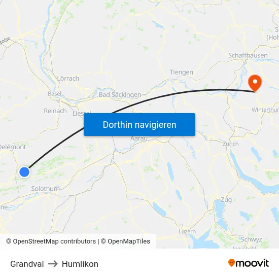 Grandval to Humlikon map