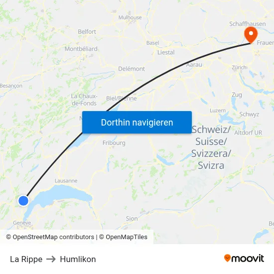 La Rippe to Humlikon map