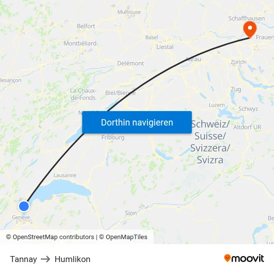 Tannay to Humlikon map