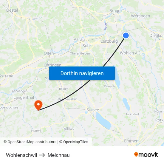 Wohlenschwil to Melchnau map