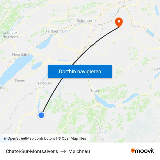 Châtel-Sur-Montsalvens to Melchnau map