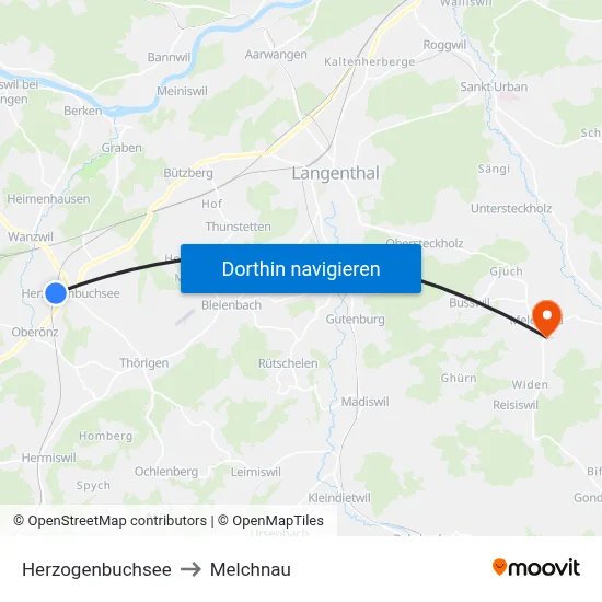 Herzogenbuchsee to Melchnau map