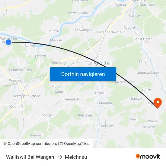 Walliswil Bei Wangen to Melchnau map