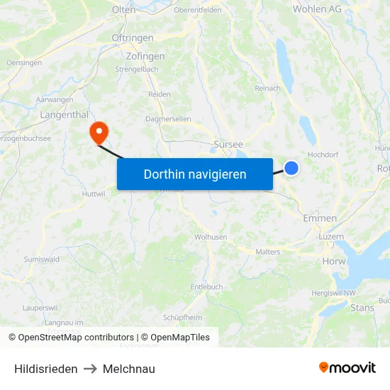 Hildisrieden to Melchnau map