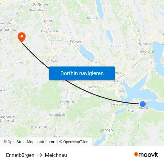 Ennetbürgen to Melchnau map