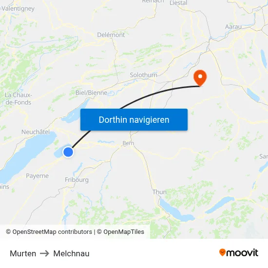 Murten to Melchnau map