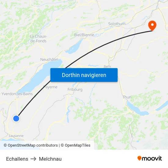 Echallens to Melchnau map